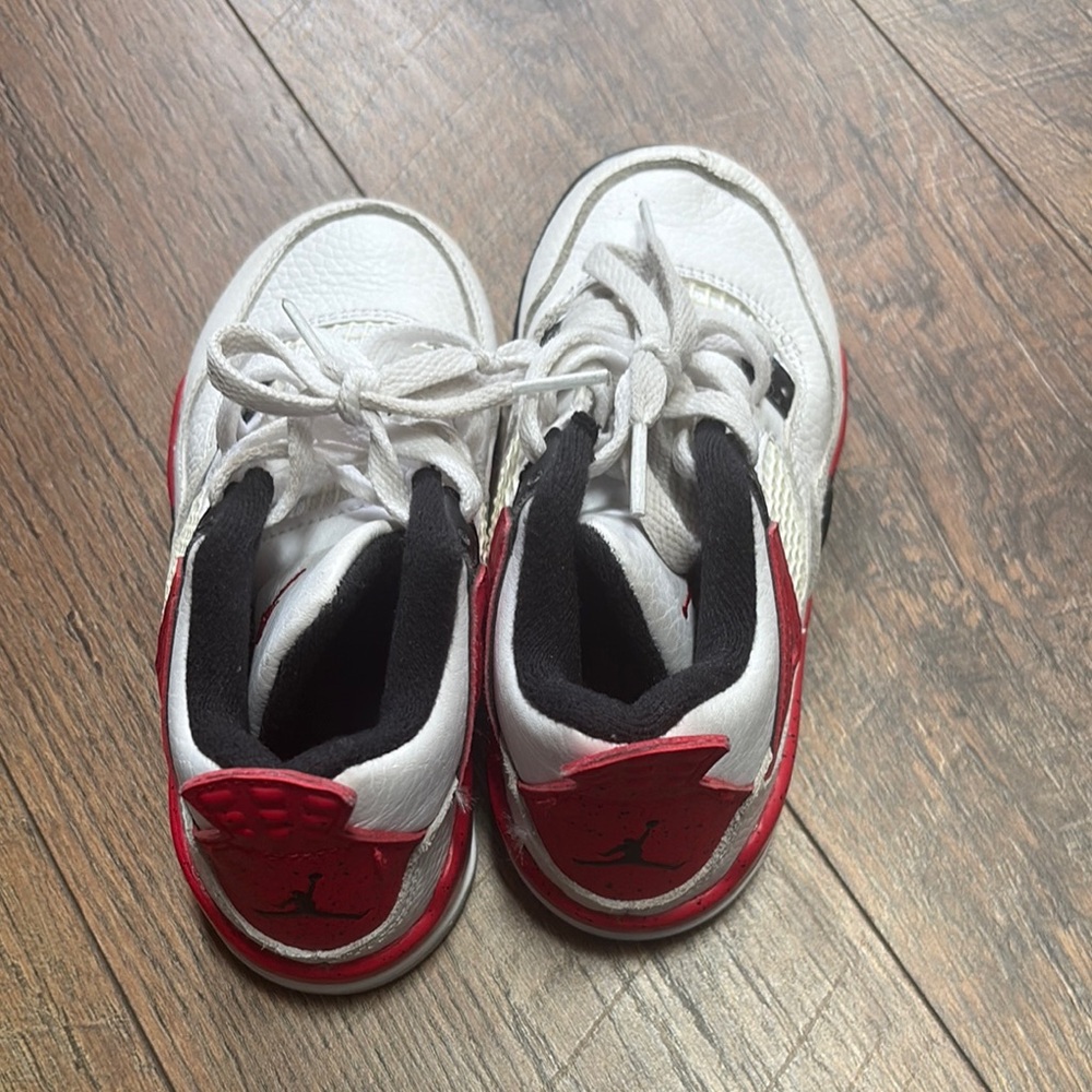 Jordan Kids White and Red Sneakers